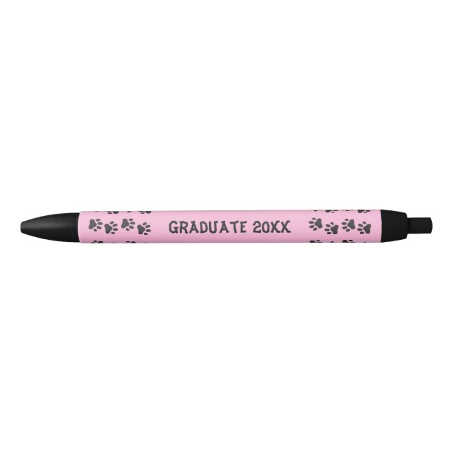 Noir Empreintes de pattes diplômés Stylo rose (Devant)
