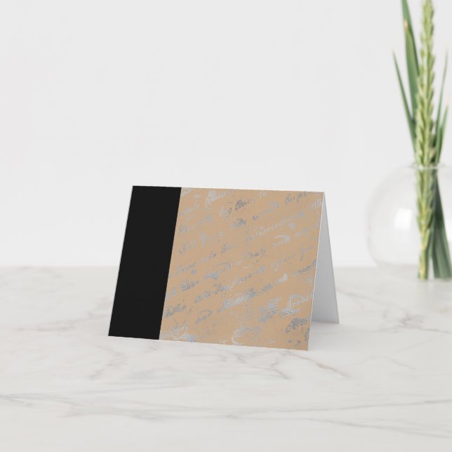 Noir en bande et Silvery mots carte pour notes fon (Devant)