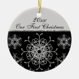 Noir, ęr ornement de souvenir de Noël d'argent