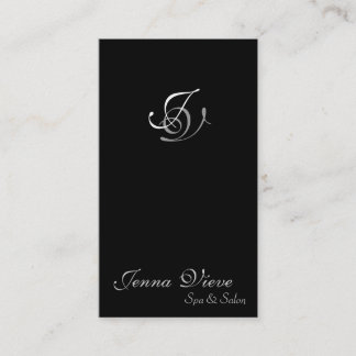 Noir et argent de monogramme de carte de visite de