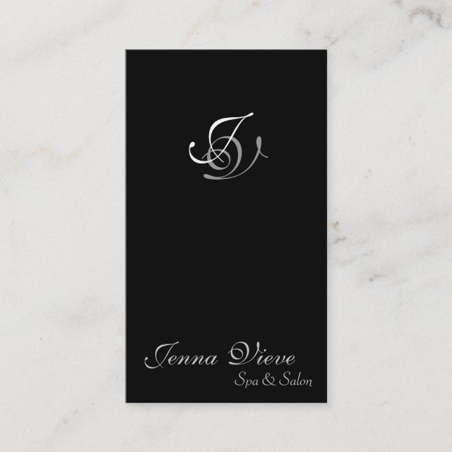 Noir et argent de monogramme de carte de visite de (Devant)