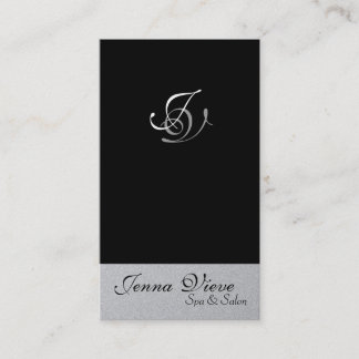 Noir et argent de monogramme de carte de visite de