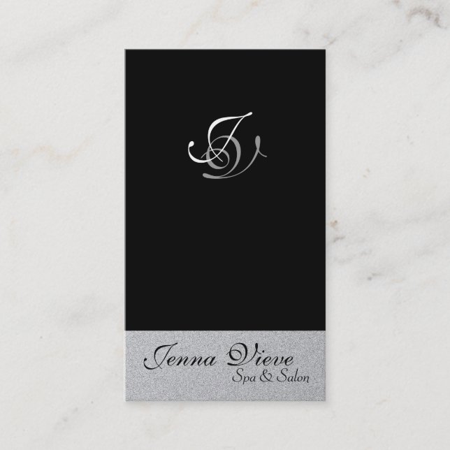 Noir et argent de monogramme de carte de visite de (Devant)