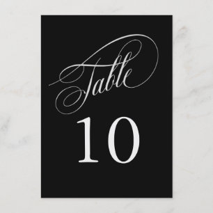Noir et Argent Élégant Calligraphie Numéros de tab