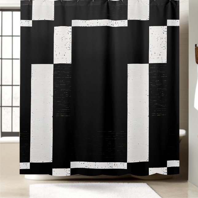 Noir et blanc À damiers rideau de douche Style 1 (Créateur téléchargé)