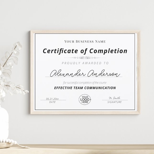 Noir et blanc Ajouter votre logo Prix d'achèvement (Créateur téléchargé)