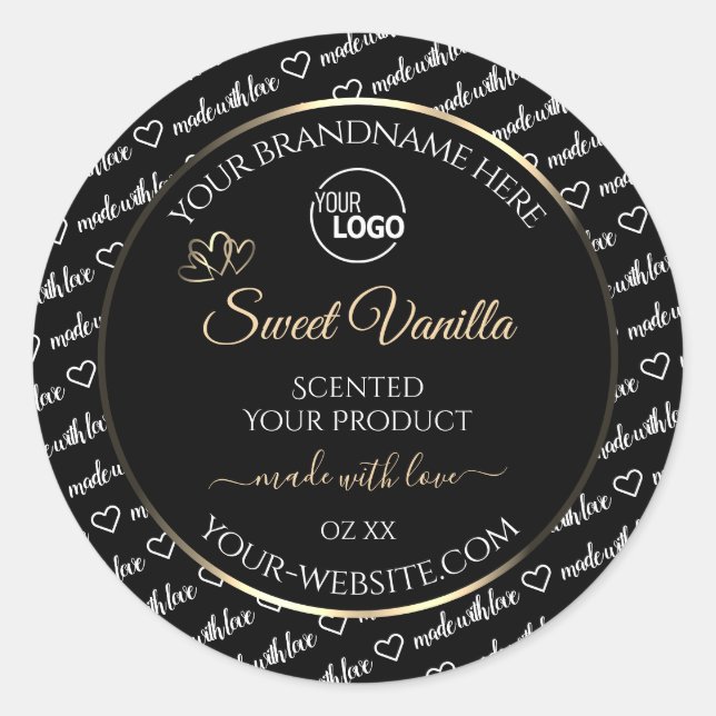 Noir et blanc Art produit Logo Étiquette or (Devant)