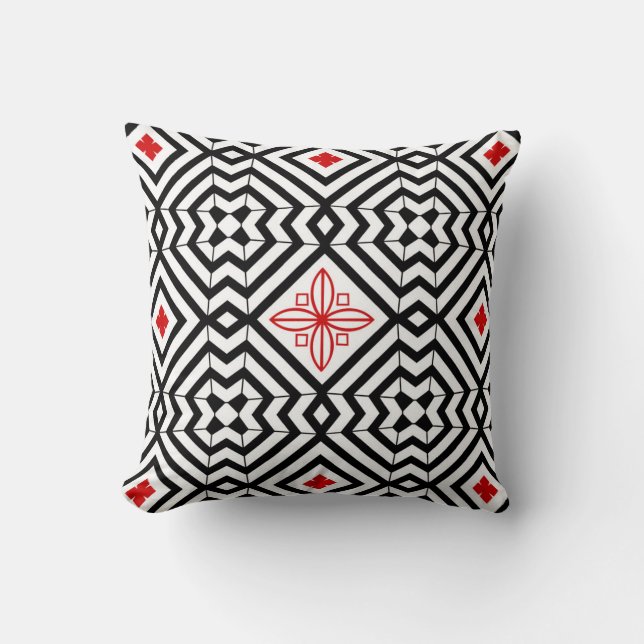Noir et blanc audacieux avec le coussin rouge de (Recto)