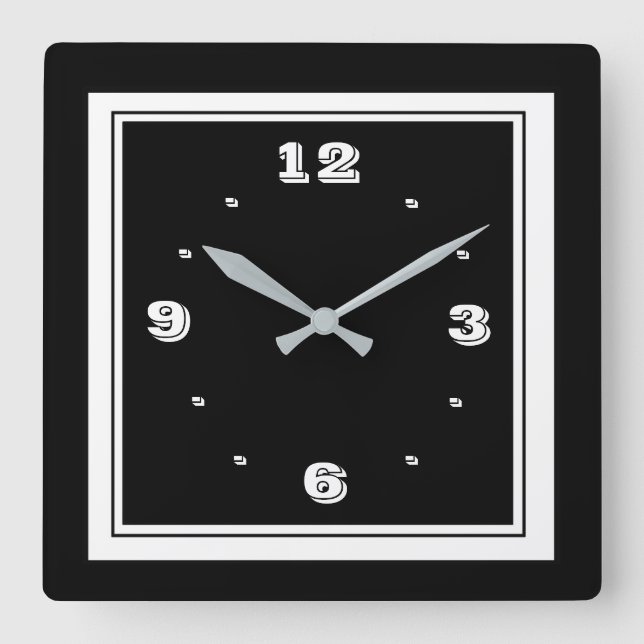 Noir et blanc avec bordure photo Horloges simplist (Recto)