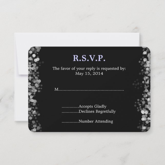 Noir et Blanc Bokeh Wedding RSVP (Devant)