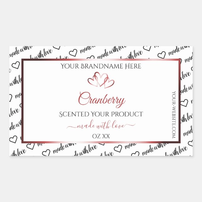 Noir et blanc Cloud Produit Étiquette Coeur rouge (Devant)