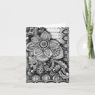 Noir et blanc Damask Indien Mandala Merci