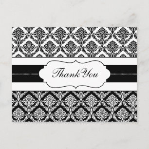 "noir et blanc" damask ThankYou Cartes