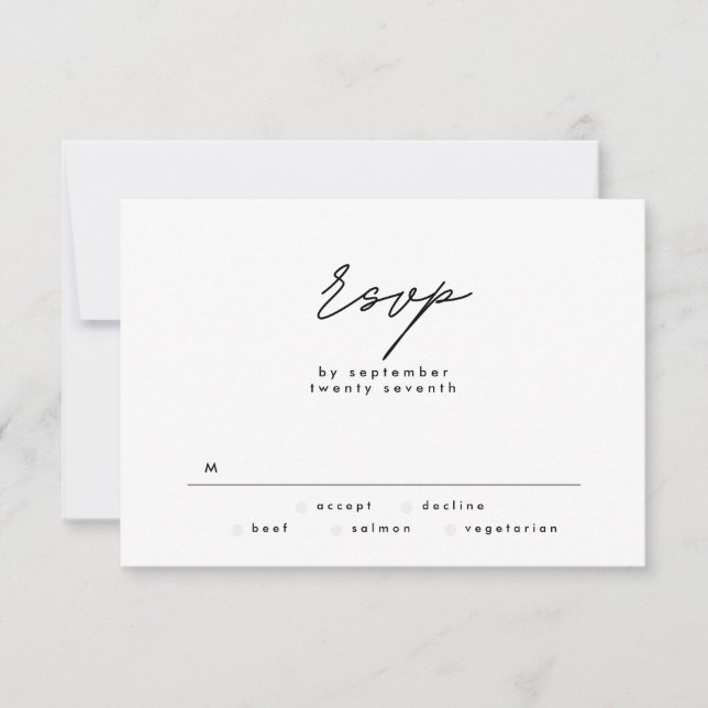 Noir et blanc de mariage Simply Elegant RSVP (Devant)