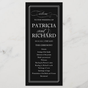 Noir Et Blanc Élégant Programme De Cérémonie De Ma