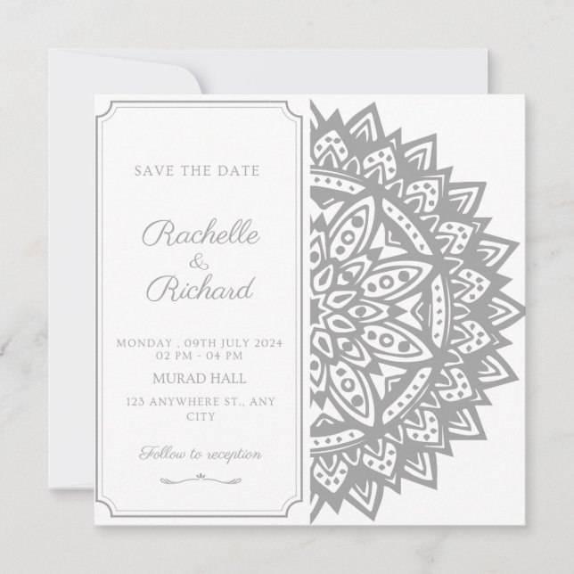 Noir et blanc Enregistrer la date Invitation (Devant)