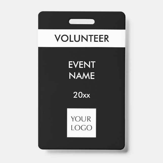 Noir et blanc Événement Volontaire Logo Badge (Avant)