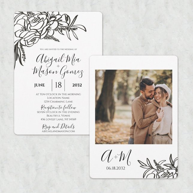 Noir et blanc faire-part de mariage (Créateur téléchargé)