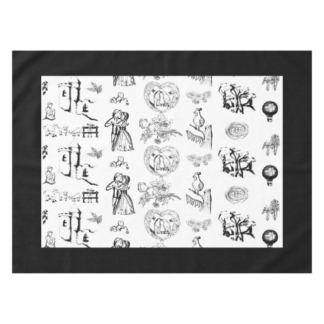 Noir et Blanc Français Thème Toile nappe (Devant (Horizontal))