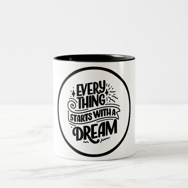 Noir et blanc Lettres modernes Mug Inspirationnel (Centre)