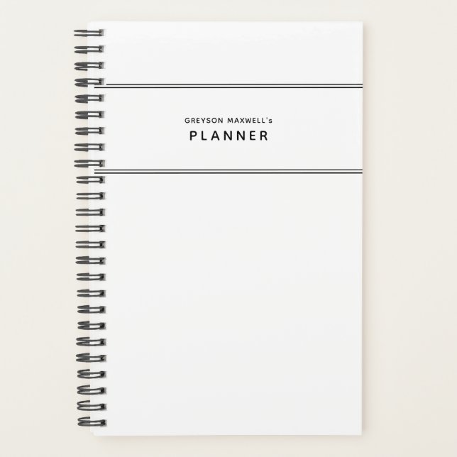 Noir et blanc Minimal Simple Planner (Devant)
