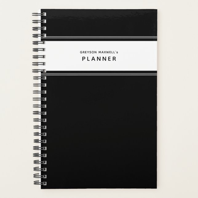 Noir et blanc Minimal Simple Planner (Devant)