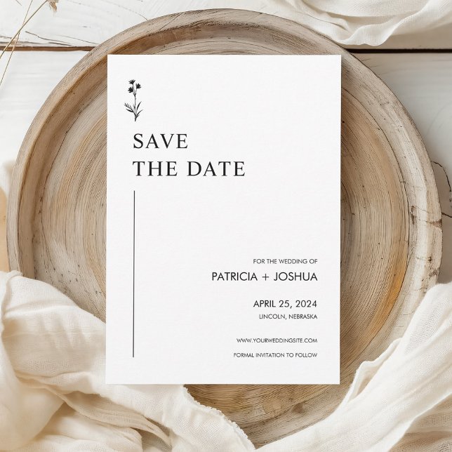 Noir et blanc minimaliste Enregistrer la carte de  (Créateur téléchargé)