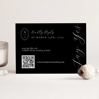 Noir et blanc minimum Code QR Mariage RSVP