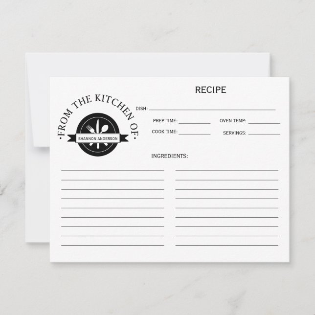 Noir et blanc moderne de la cuisine de Recette (Devant)