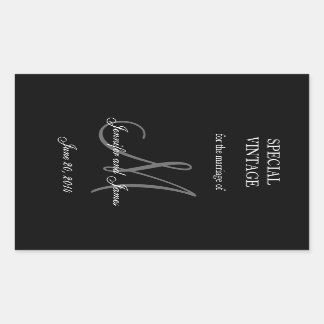 Noir et blanc Monogramme Rectangle Étiquettes de m