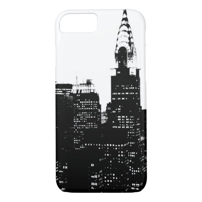 Noir et blanc New York Silhouette iPhone 7 Coque (Dos)