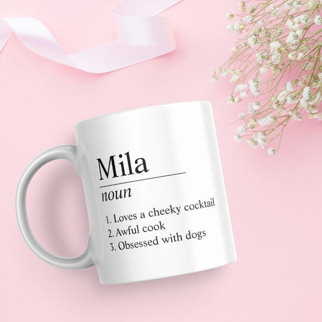 Noir et blanc Nom personnalisé Définition Mug (Créateur téléchargé)