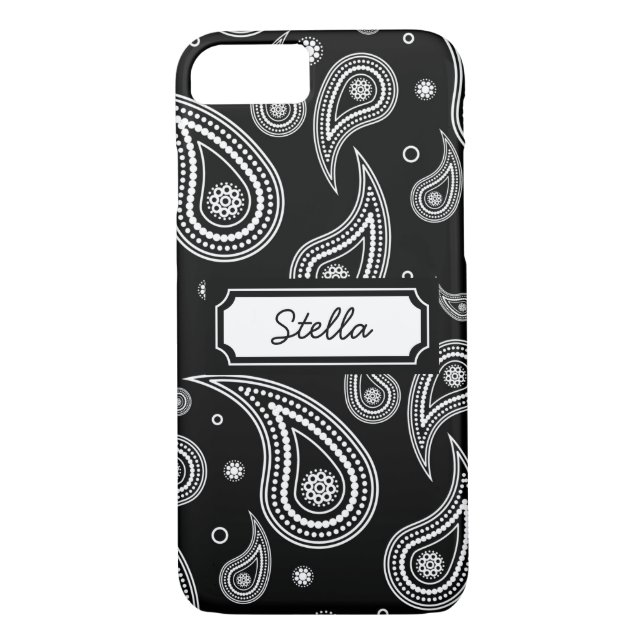 Noir et blanc Paisley iPhone 7 à peine Coque (Dos)