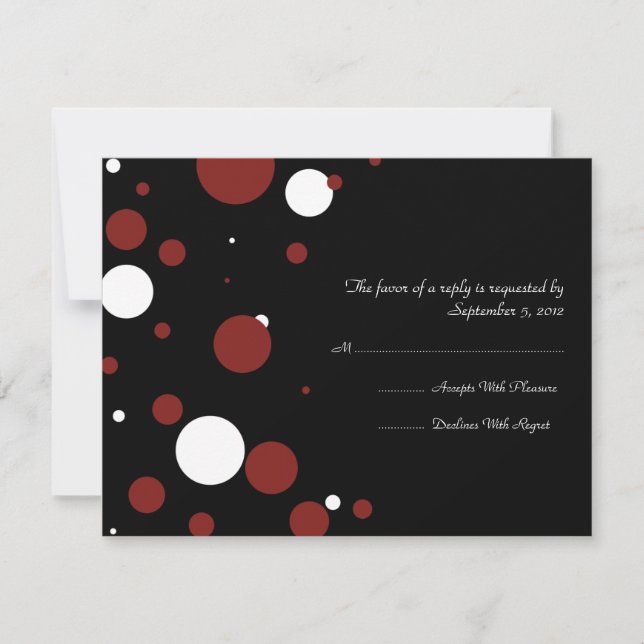 Noir et blanc Polka Dot Wedding RSVP (Devant)