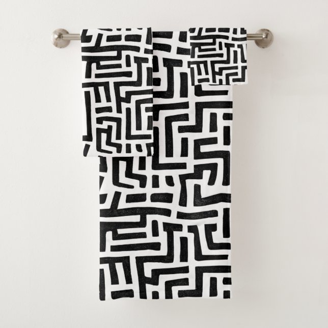 Noir et blanc Pop Art Maze Motif (En situation)