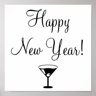 noir et blanc Poster du Joyeux Nouvel An avec mart