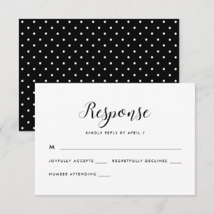 Noir et blanc Retro Points Mariage Rsvp Réponse