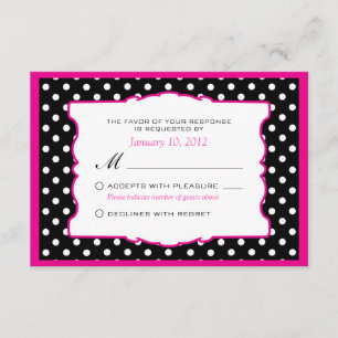 Noir et blanc rose chaud Polka Pot Wedding RSVP