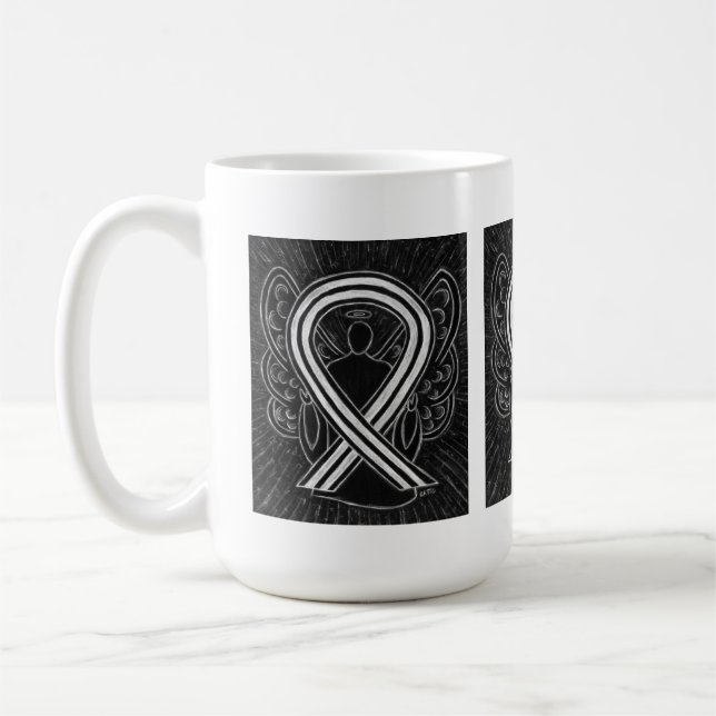 Noir et Blanc Sensibilisation Ruban Angel Art Mug (Gauche)