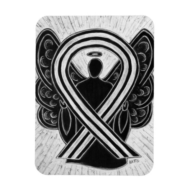 Noir et blanc Sensibilisation Ruban Angel Magnets (Vertical)