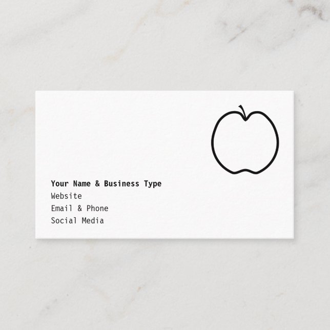 Noir et blanc Simple Apple Design Carte de visite (Devant)