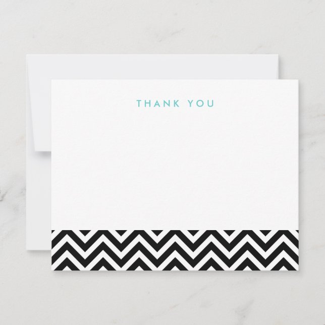 Noir et blanc Simple Chevron Merci Cartes (Devant)