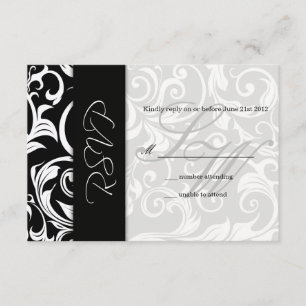 Noir et blanc Swirl Wedding RSVP