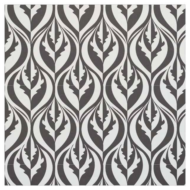 Noir et blanc Tissu moderne en feuille de luxe (Échantillon)