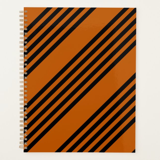 Noir et brûlé orange cinq bandes motif (Devant)