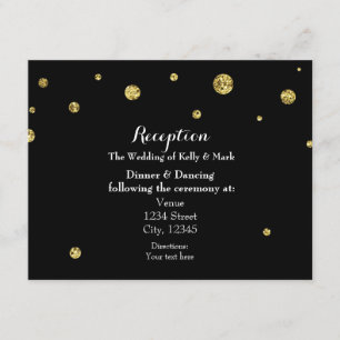 Noir et carte de réception de mariage de parties