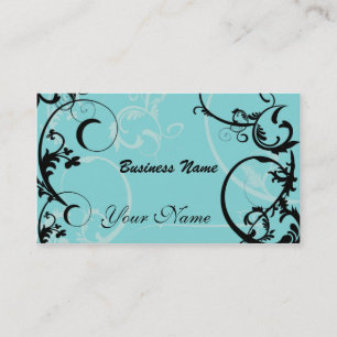 Noir et carte de visite floral de turquoise