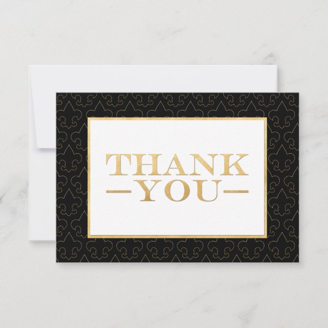 Noir et cartes de Merci de Gold Fleur De Lis (Devant)
