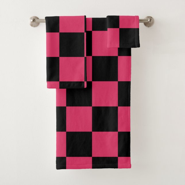 Noir et Cerise rose À damiers Motif (En situation)