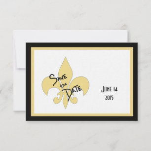 Noir et Gold Fleur de Lis Save les cartes de date